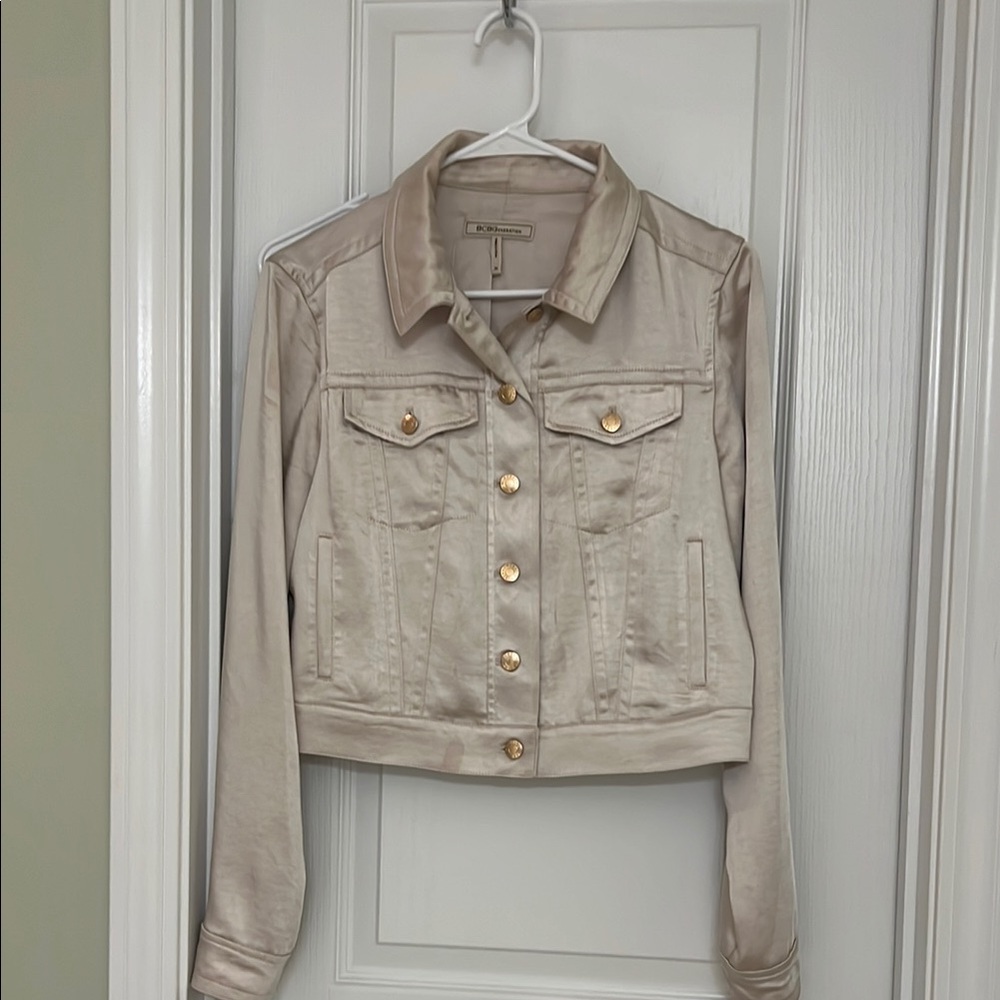 BCBGeneration Cream and Gold Jean Jacket